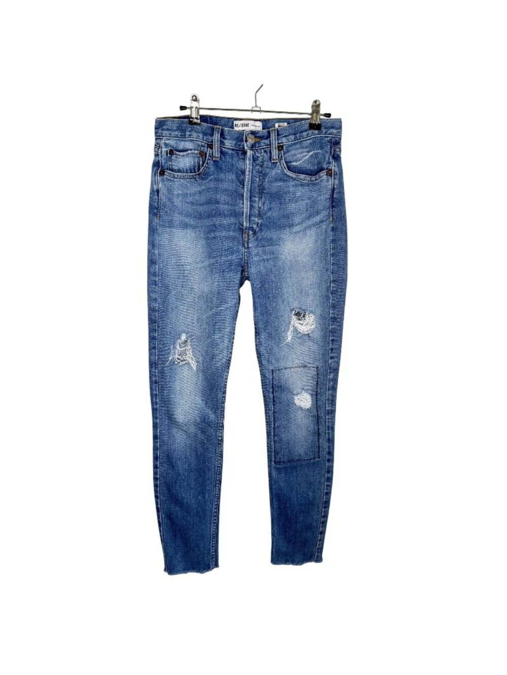 Re/Done Originals High Rise Ankle Distressed Jeans , 27